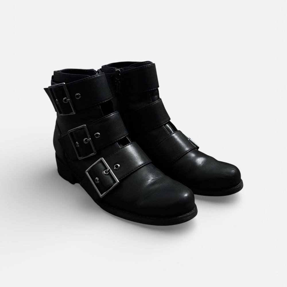 Blondo buckle boots, black buckle ankle booties